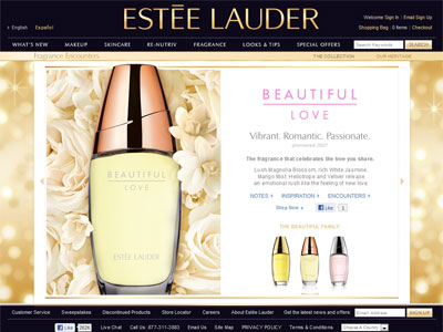 Estee Lauder Beautiful Love website