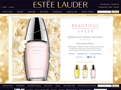 Estee Lauder Beautiful Sheer website