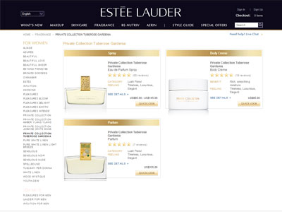 Estee Lauder Tuberose Gardenia website