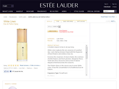 Estee Lauder White Linen website