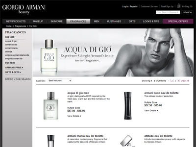 Giorgio Armani Acqua di Gio website