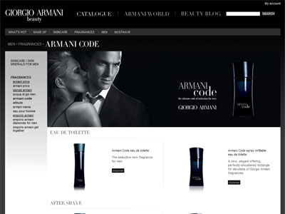 Armani Code Summer for Men website