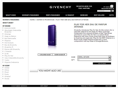 Givenchy Play for Her Intense website