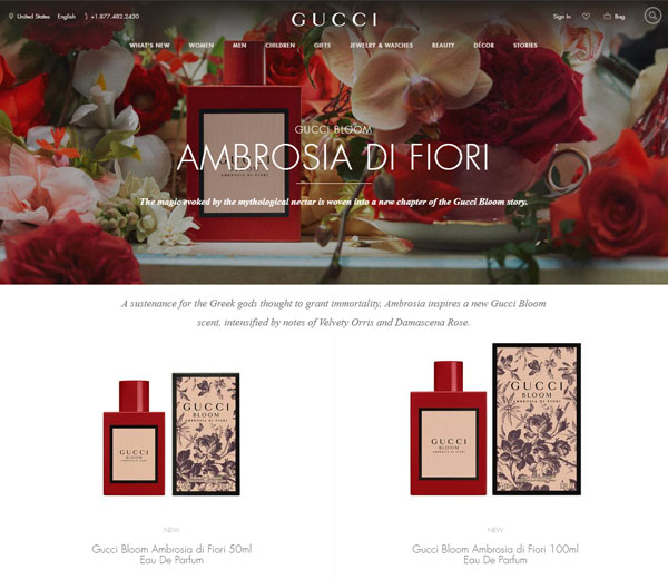 Gucci Bloom Ambrosia di Fiori Website Preview 2019