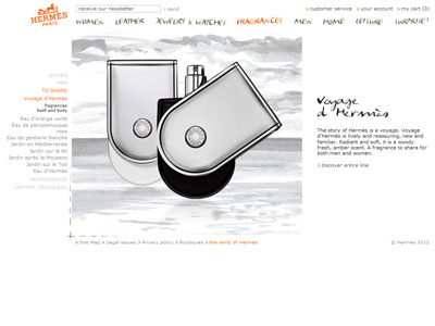 Voyage d'Hermes Perfume website