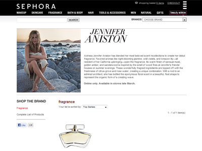 Jennifer Aniston Perfume website
