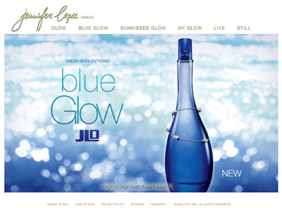Jennifer Lopez Blue Glow by JLO website