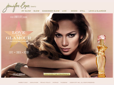 Jennifer Lopez Love and Glamour website