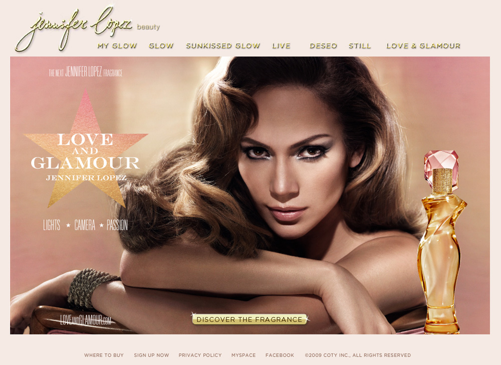 Jennifer Lopez Love and Glamour website 2010