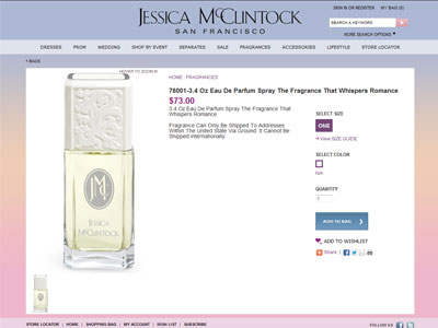 Jessica McClintock Perfume website