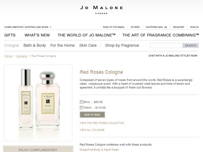 Jo Malone Red Roses Cologne website