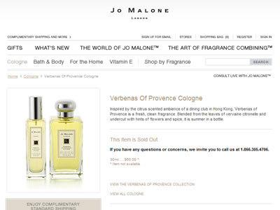 Jo Malone Verbenas of Provence website