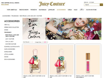Peace, Love & Juicy Couture website