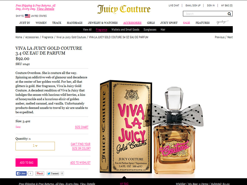 Juicy Couture Viva La Juicy Gold Couture perfume, fruity floral