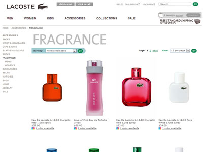 Eau de Lacoste L.12.12 Rouge / Red website