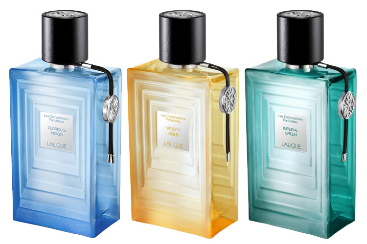 Lalique Glorious Indigo, Woody Gold, Imperial Green