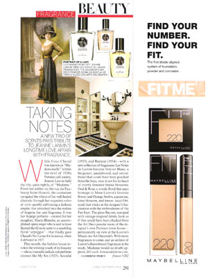 Les Notes de Lanvin perfumes, Vogue 2011