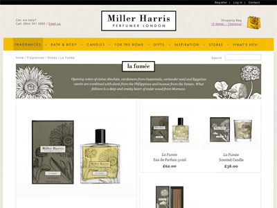 Miller Harris La Fumee website