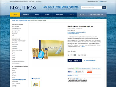 Nautica Aqua Rush Gold website