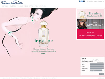 Oscar de la Renta Live in Love website