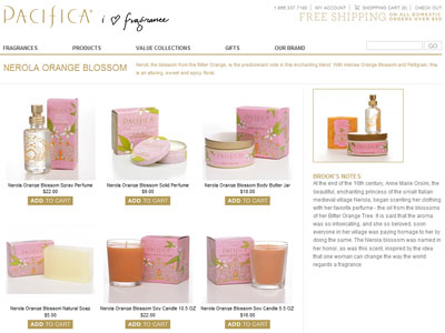Pacifica Nerola Orange Blossom website