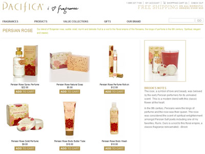 Pacifica Persian Rose website
