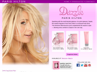 Paris Hilton Dazzle website