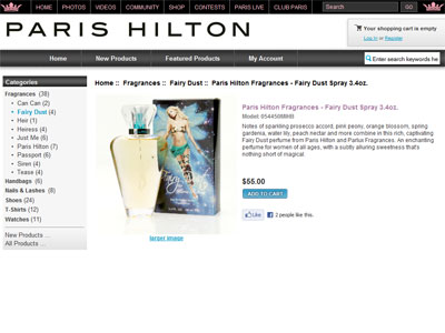 Paris Hilton Fairy Dust website