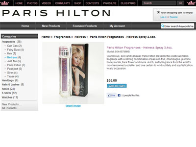 Paris Hilton Heiress website