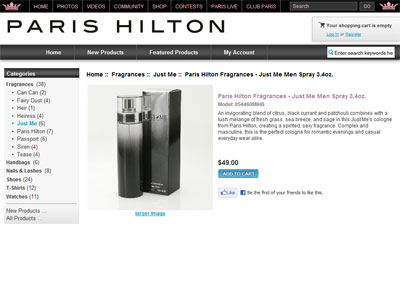 Paris Hilton Just Me for Men website