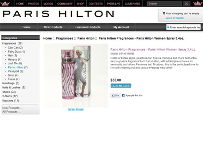 Paris Hilton Perfume website