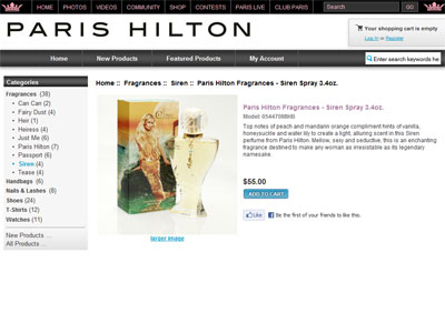 Paris Hilton Siren website
