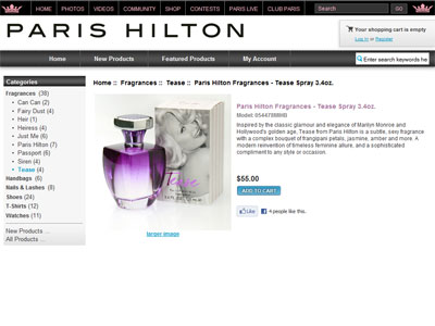 Paris Hilton Tease website