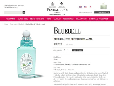 Penhaligon's Bluebell website