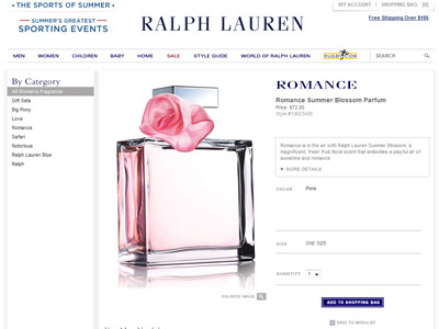 Ralph Lauren Romance Summer Blossom website