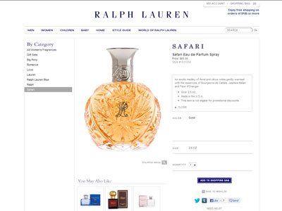 Ralph Lauren Safari website
