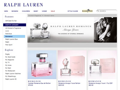 Ralph Lauren Romance website