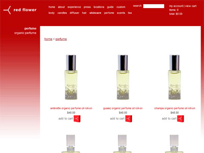 Red Flower Ambrette Organic Perfume website