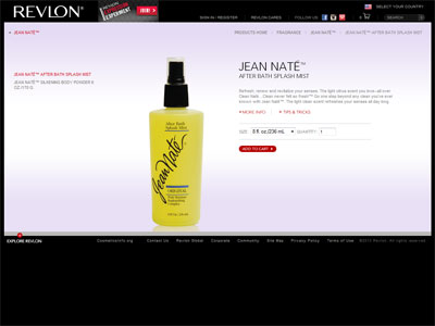 Revlon Jean Naté Website