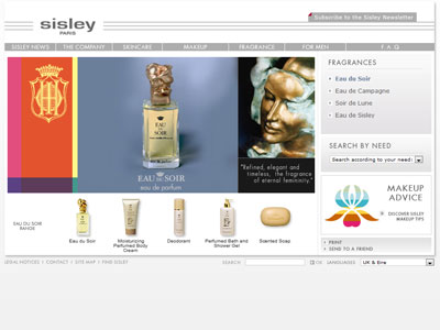 Sisley Eau du Soir website