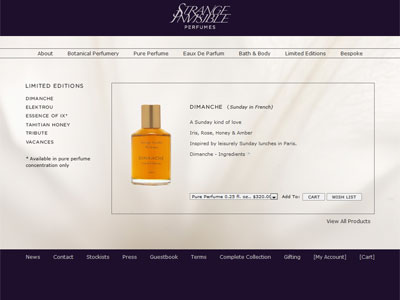 Strange Invisible Perfumes Dimanche website