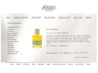 Strange Invisible Perfumes Epic Gardenia website