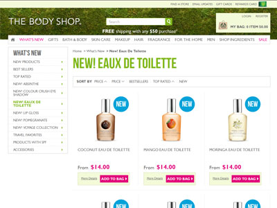 The Body Shop Eau de Toilette Collection website