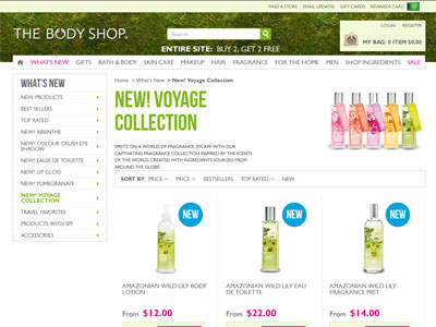 The Body Shop Voyage Collection website