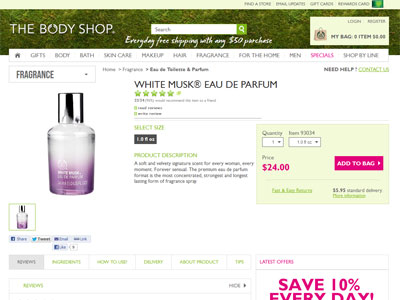 The Body Shop White Musk website