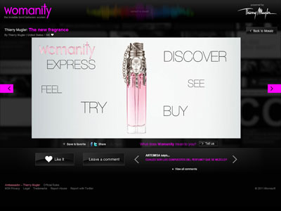 Thierry Mugler Womanity website