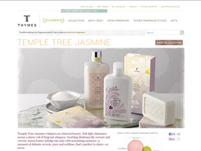 Thymes Temple Tree Jasmine website