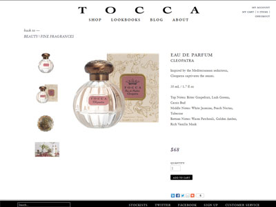 Tocca Cleopatra website