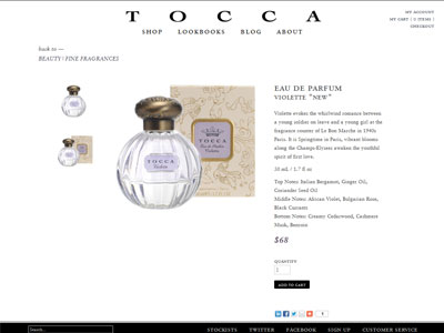 Tocca Violette website