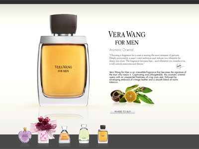 Vera Wang for Men website